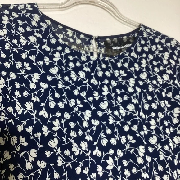 Reformation NEW Prima Midi Dress Navy Floral NWT Sz 8 - Picture 5 of 10